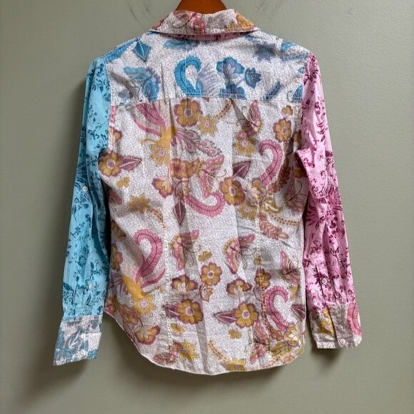 Cino Womens Patchwork Artsy Button Up Shirt Size XS Boho Hippie Festival Paisley - Picture 4 of 10
